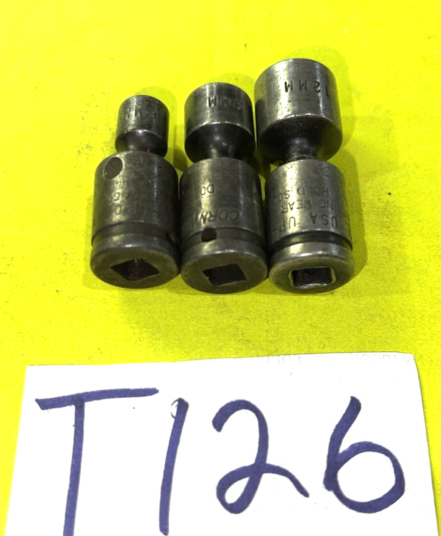 CORNWELL TOOLS 3 PIECE 1/4 DRIVE METRIC IMPACT SWIVEL SOCKETS 6, 9, 12MM