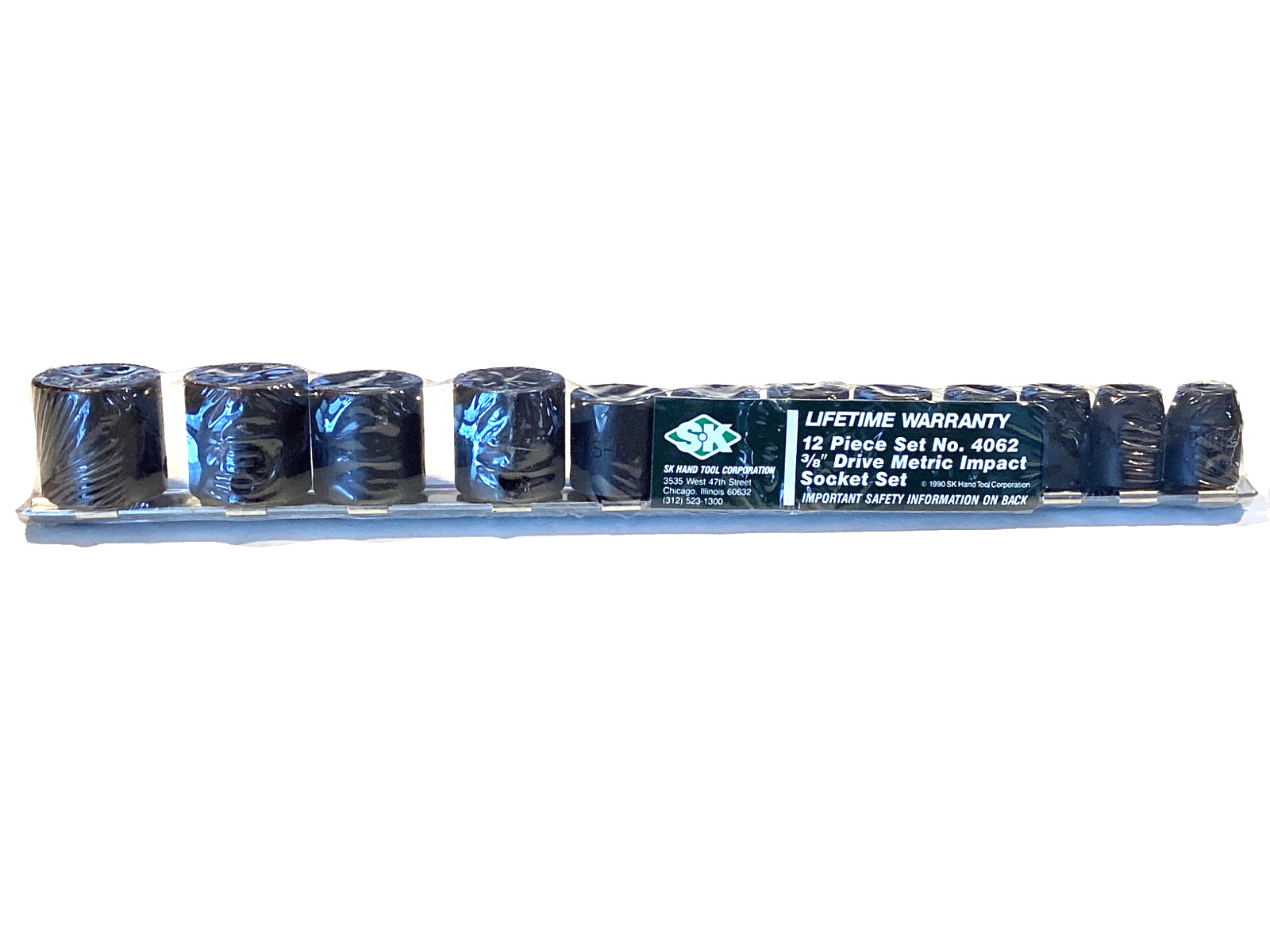 SK Tools USA NEW 12 Piece 3/8” Drive Metric Impact Socket Set Snap In Rail 4062