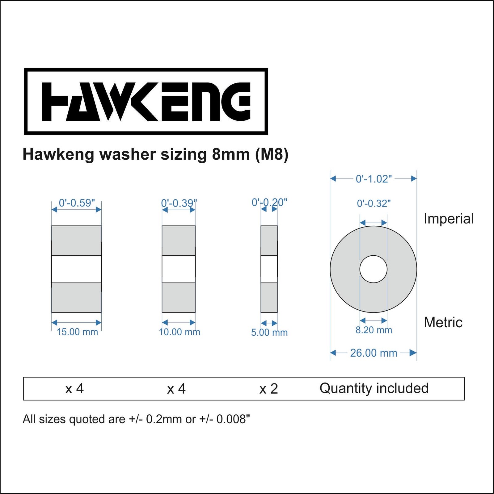 Hawkeng 8mm (M8) Nylon Spacers Standoff Washers (10 26 millimeters, Black