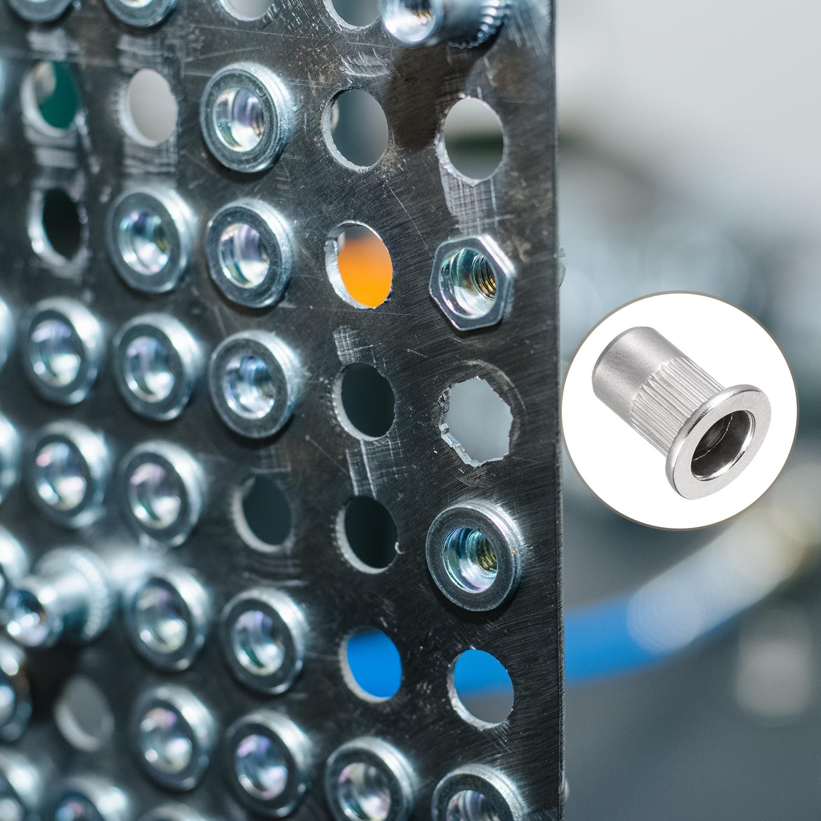 60 x Rivet Nuts (M6) Aluminum Alloy Threaded Insert Nuts Silver Tone