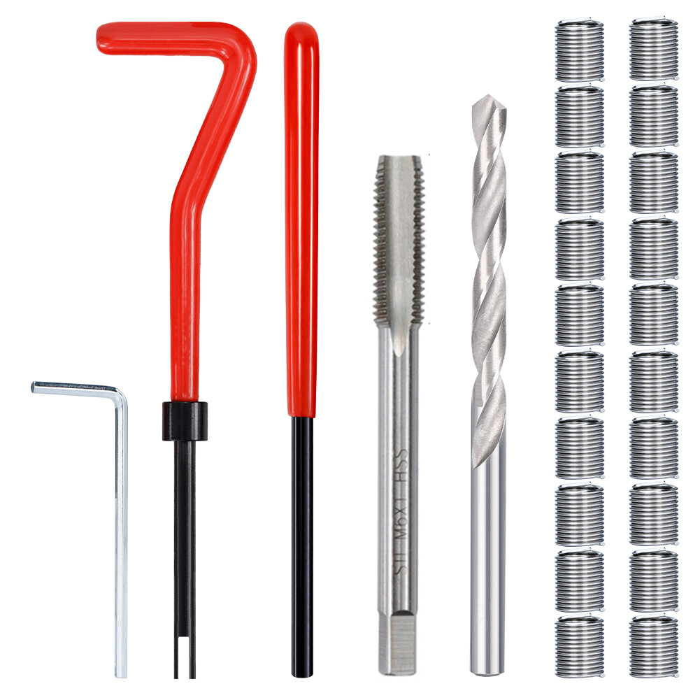 25PCS Thread Repair Kit Metric Insert M3 M6 M8 M12 M16 Rethreading Tool Kit
