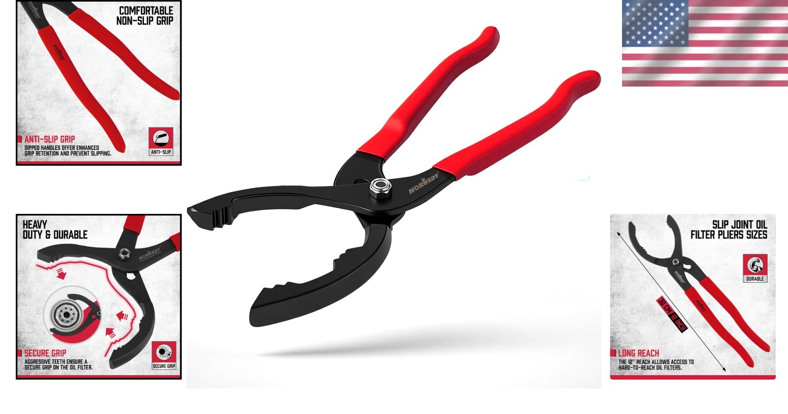 12″ Adjustable Oil Filter Pliers with Ergonomic Grip – Durable High Carbon Steel