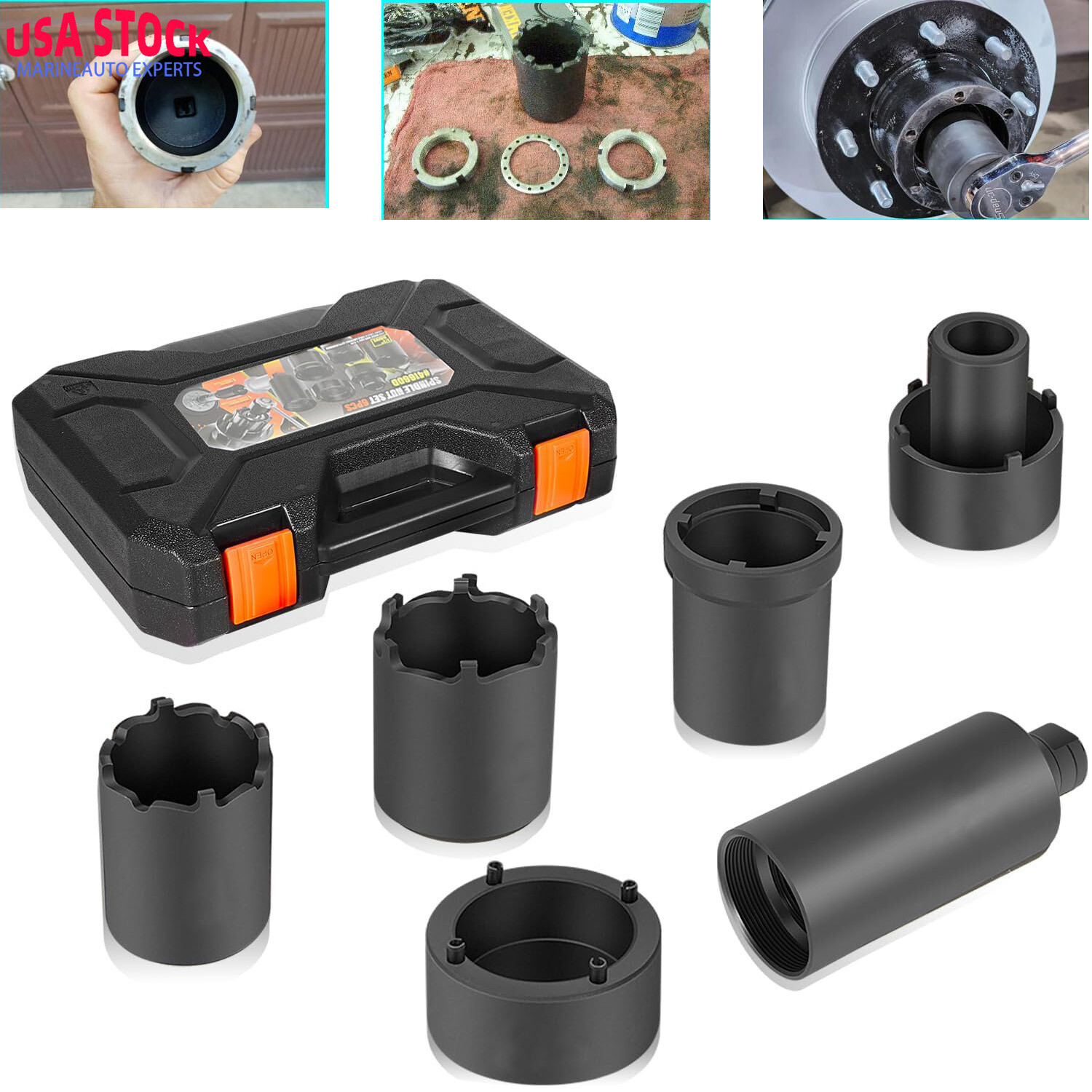 6pcs 41660D Spindle Nut Set 4WD Socket Puller Tool for Ford Dana 44 50 60 Trucks