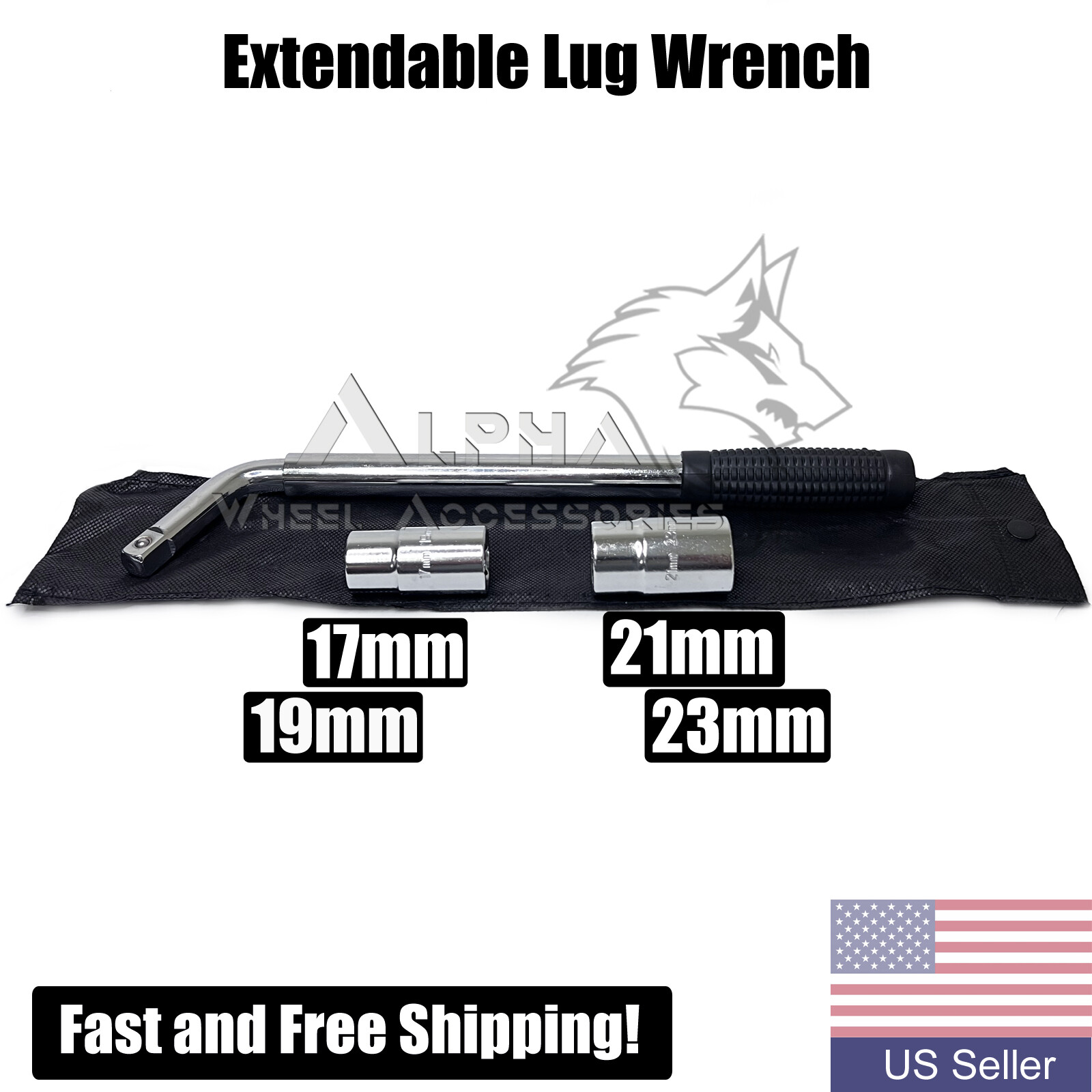 Extendable Lug Wrench 17mm 19mm 21mm 23mm Telescopic Auto Tire Lug Nut Tool