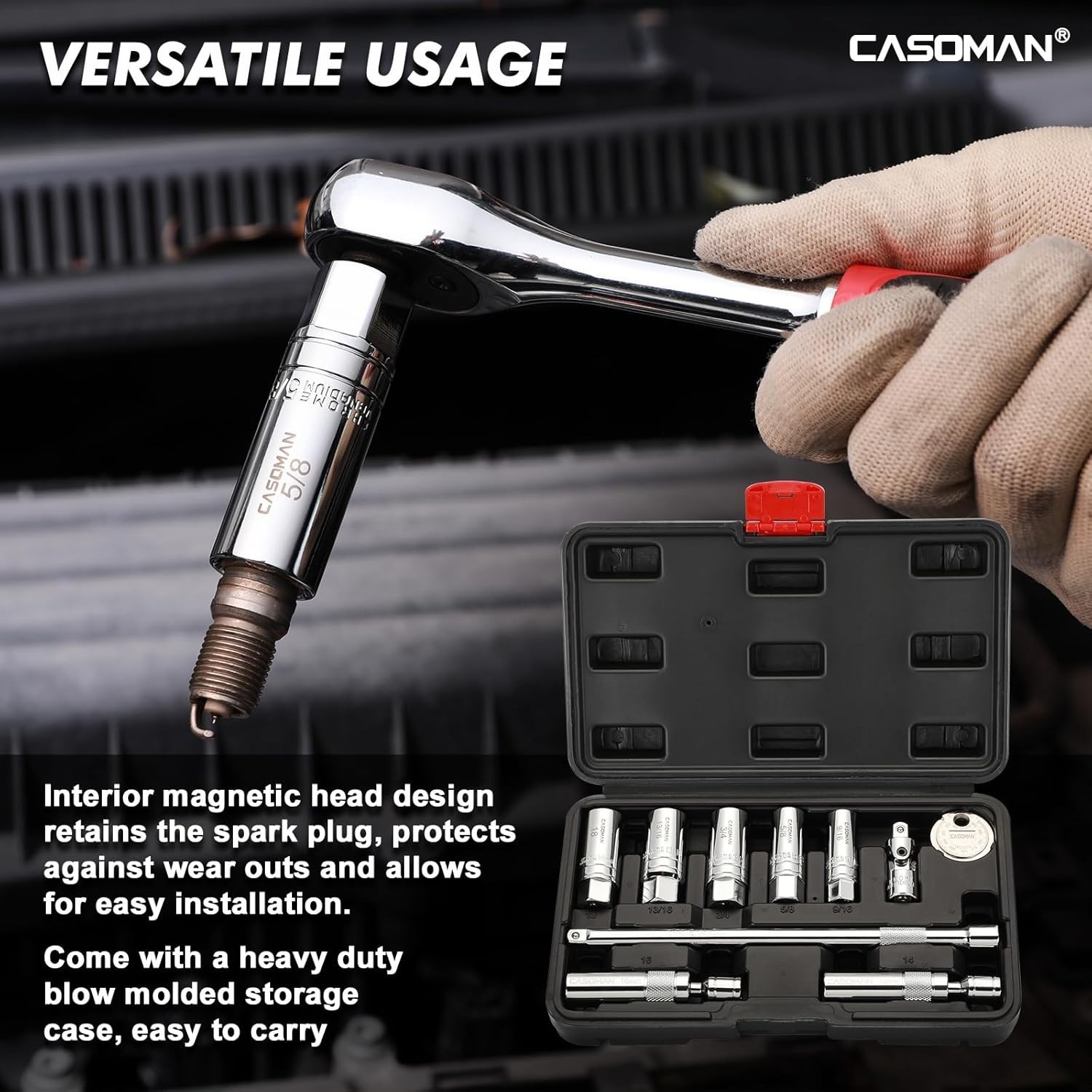 Precision 10PCS Magnetic Spark Plug Socket Set with Mirror Finish & Easy Cleanup