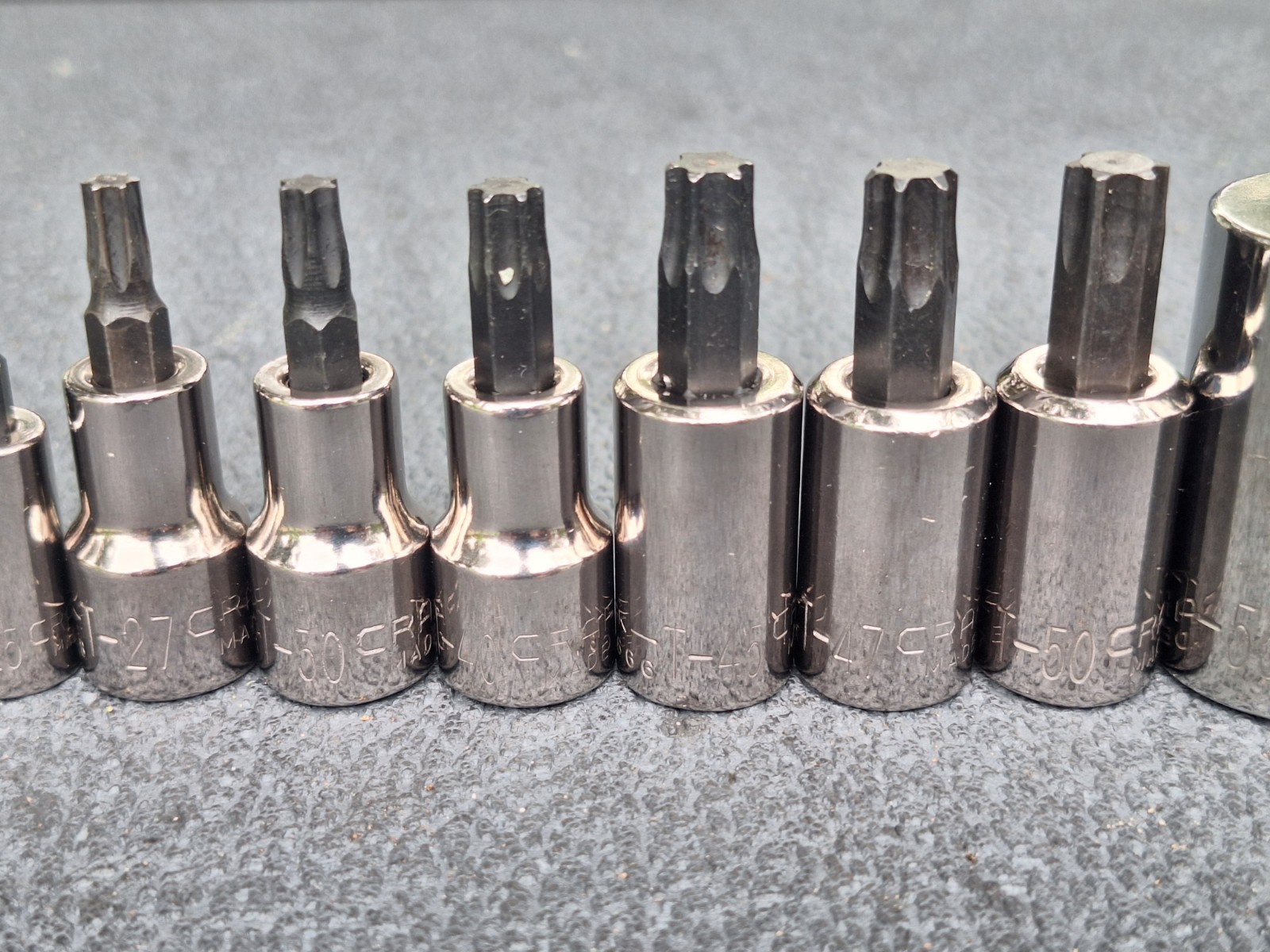 NOS Craftsman GK USA 11-pc 1/4 3/8 1/2 TORX Bit Socket Set w/RARE T-27 & T-47