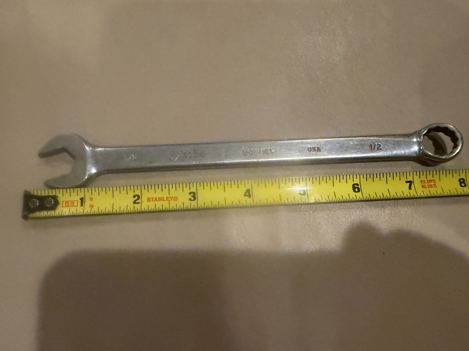 Bonney 1/2″ Combination Wrench #1116, SAE, USA made. In good condition