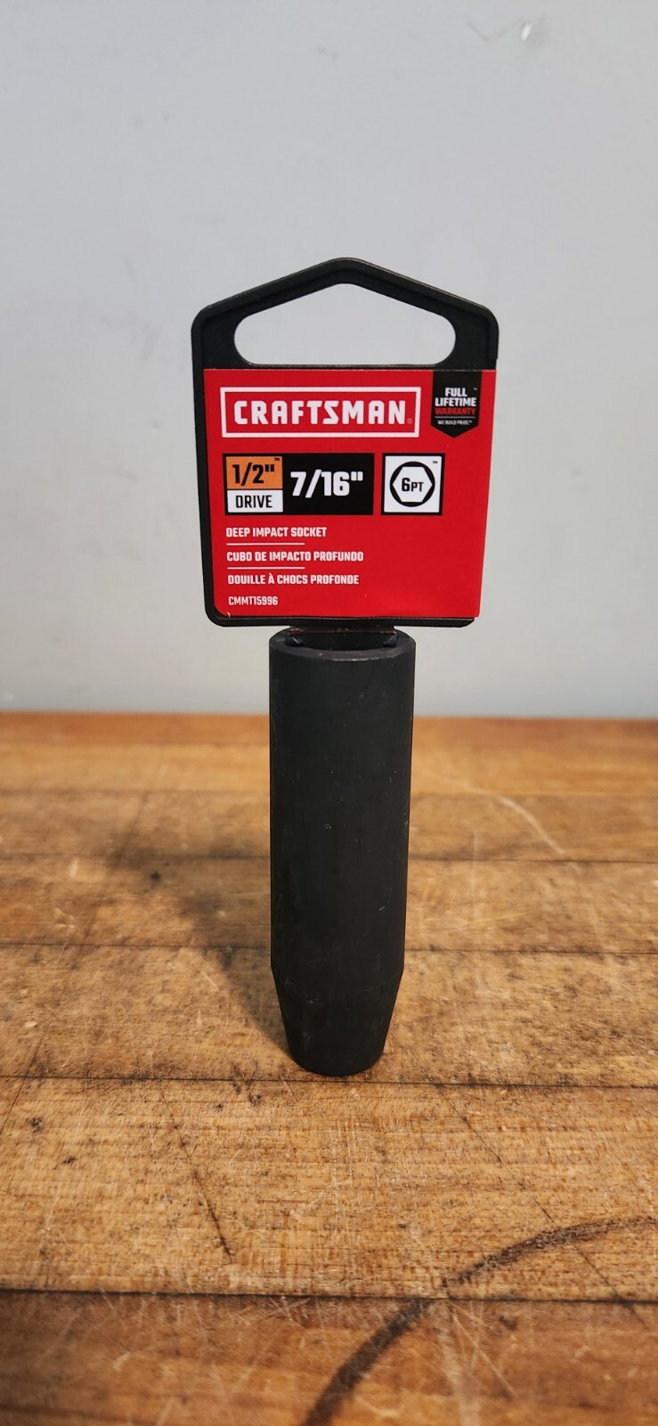 7/16 in x 1/2 in drive 6 Point, deep impact socket 15996 Craftsman