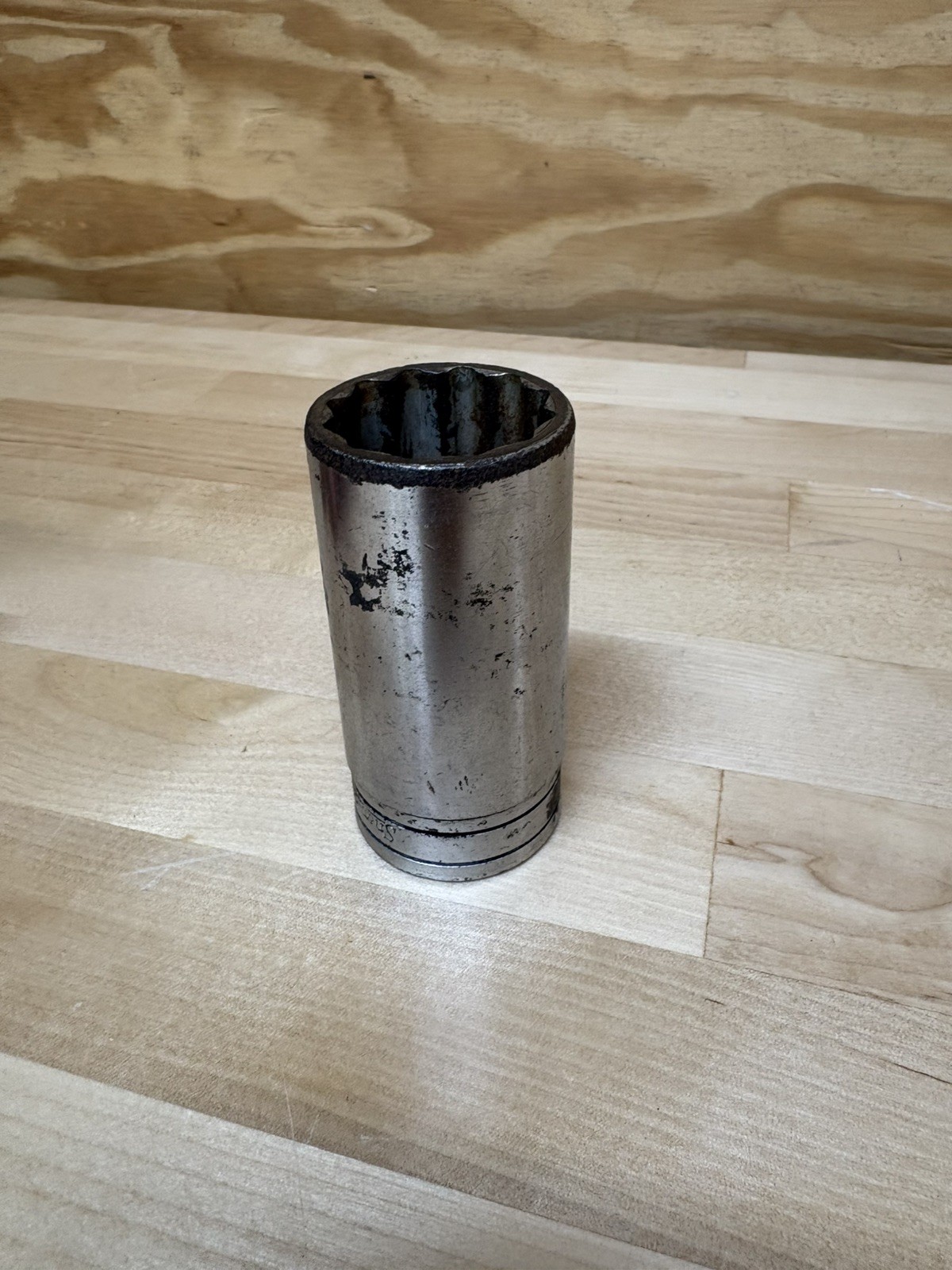 SNAP-ON TOOLS No. S-381 SAE Chrome 12pt Deep Flank Drive Socket 1-3/16″ U.S.A.
