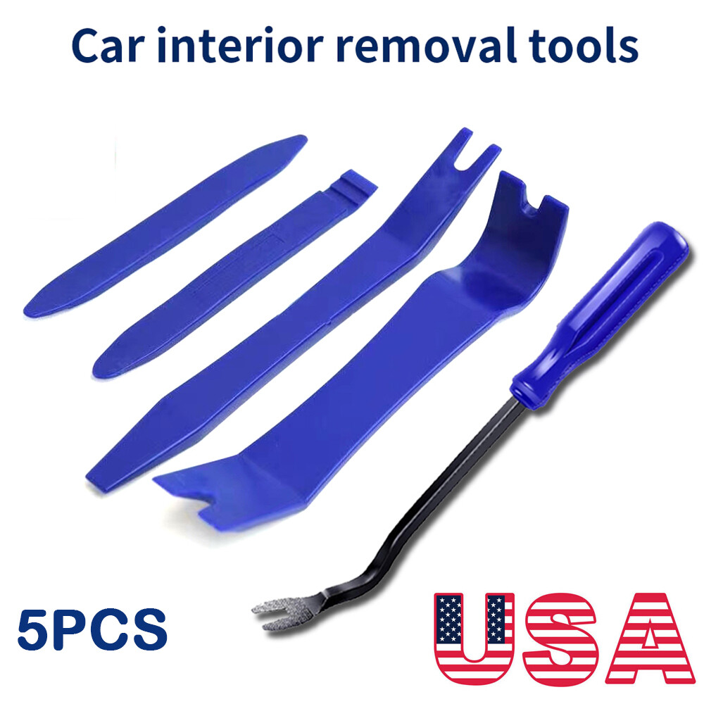 5Pcs Car Door Clip Trim Removal Tools Kit Plastic Car Interior Repair Blue Set