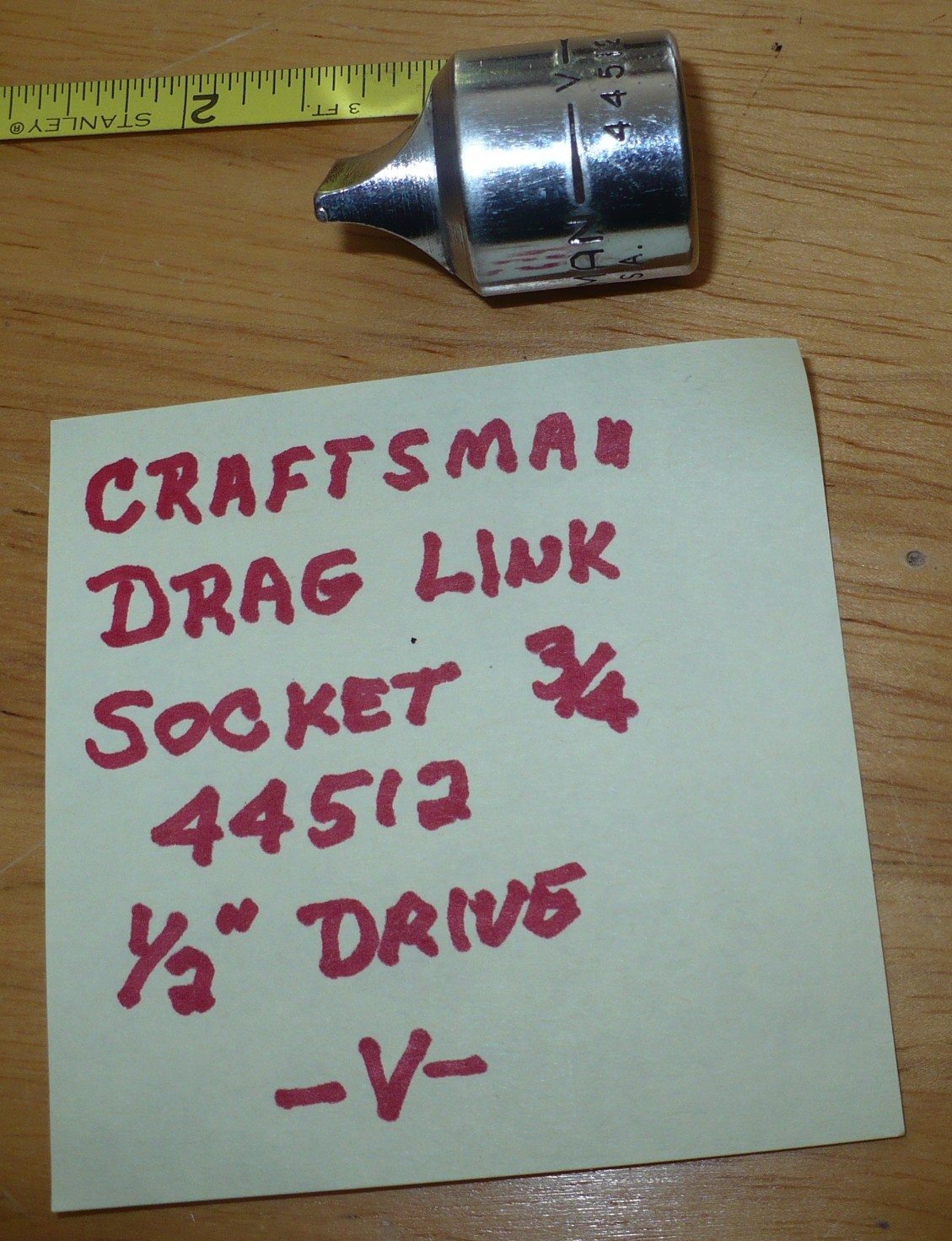 Vintage Craftsman 3/4″ Drag Link Socket 44512 -V- 1/2″ Drive