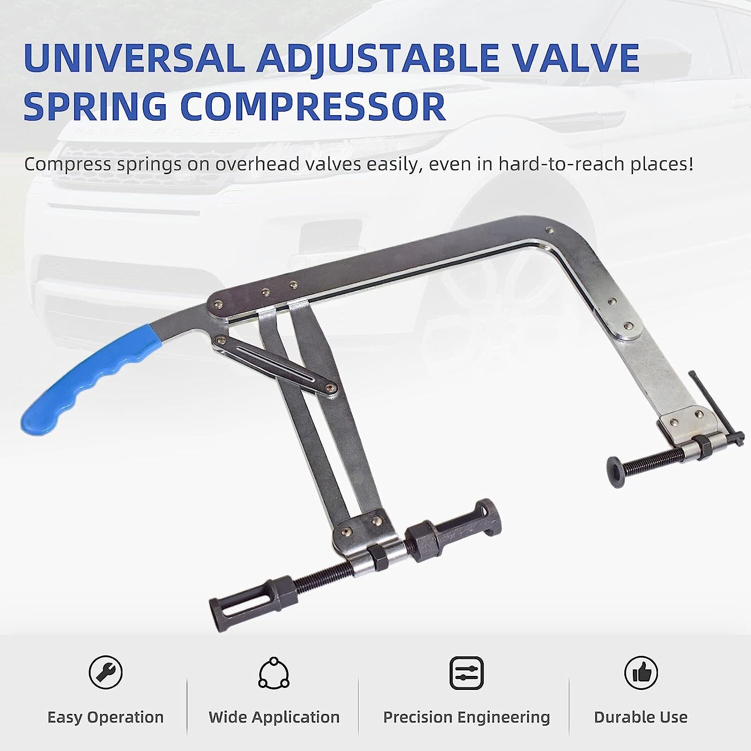 Universal Valve Spring Compressor Tool 2 Adaptors 1 inch/25mm 1-3/16 inches/30mm