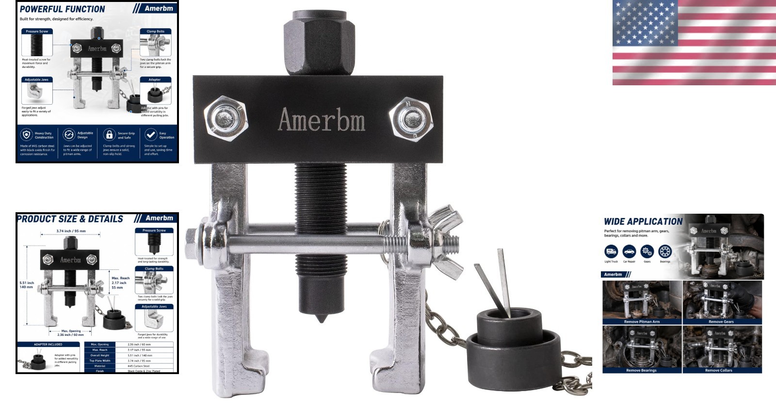 Heavy Duty Adjustable Pitman Arm Puller – OEM-Grade Automotive Repair Tool