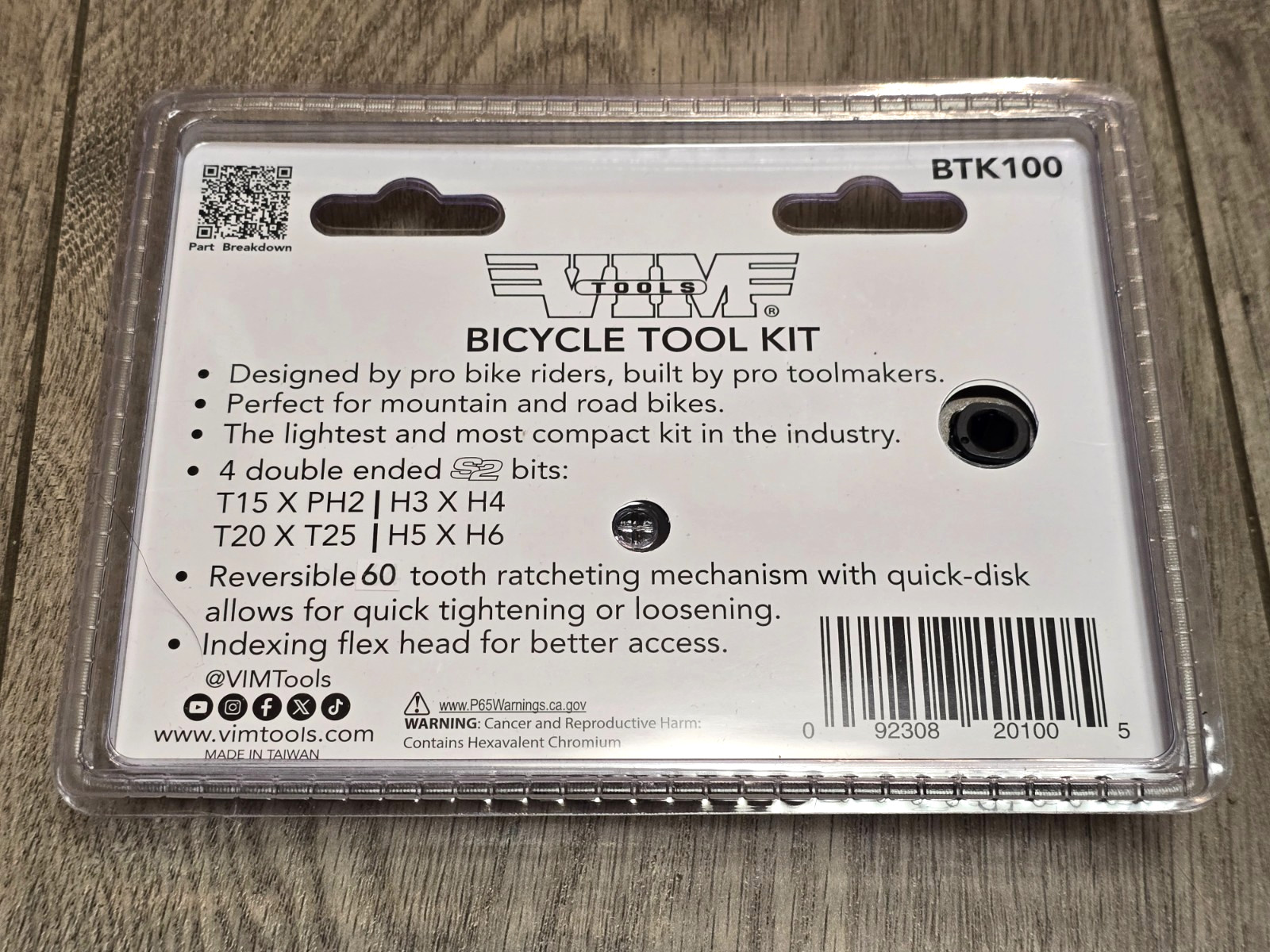 VIM Tools BTK100, 1/4″ Hex Reversible Micro Bit Ratchet Bicycle Tool Kit