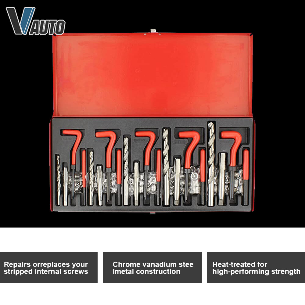 131pcs Metric Thread Repair Insert Kit M5 M6 M8 M10 M12 Helicoil Car Coil Tool