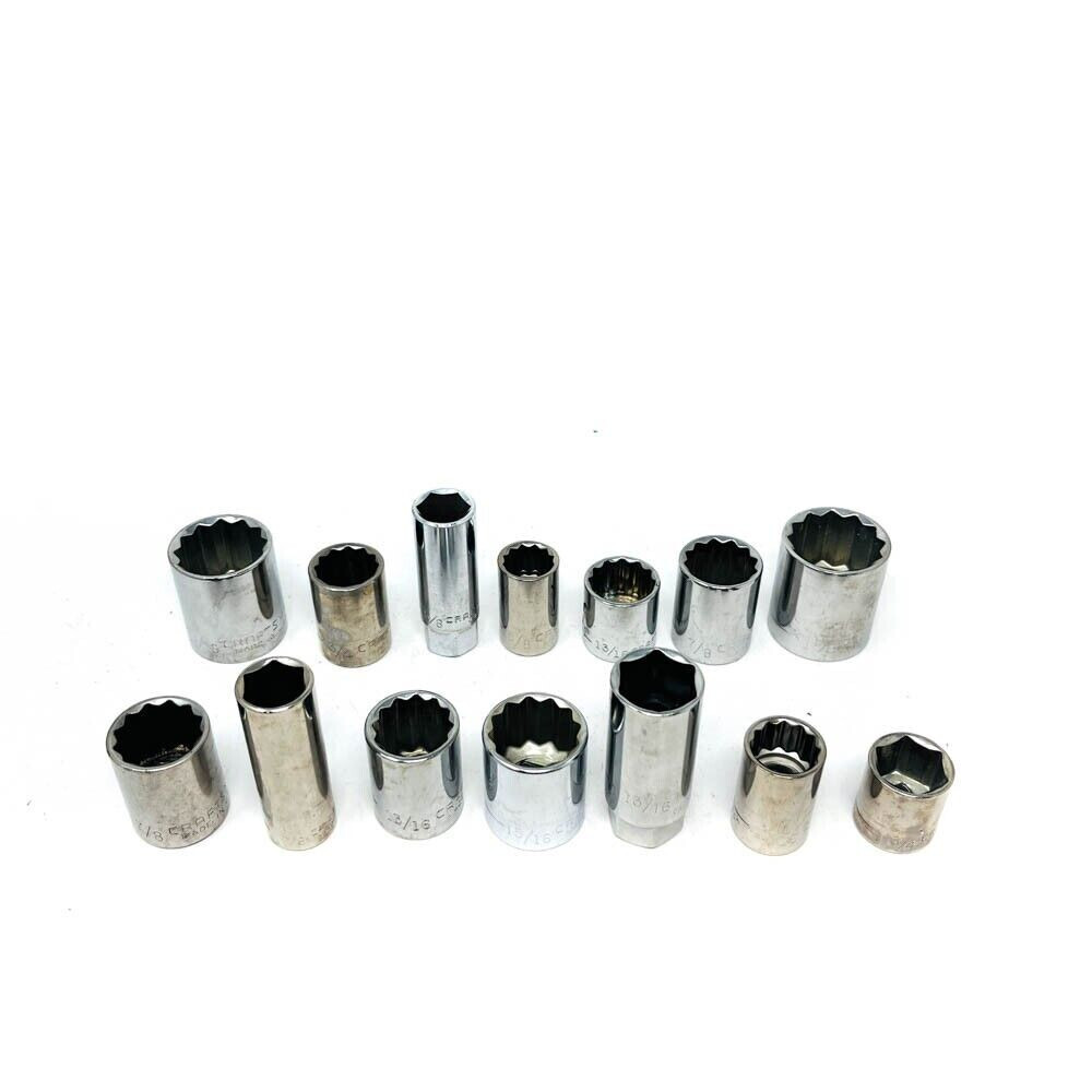 Craftsman 7/8, 5/8, 13/16, 15/16 in Socket Set, Made in USA, 14 Pcs