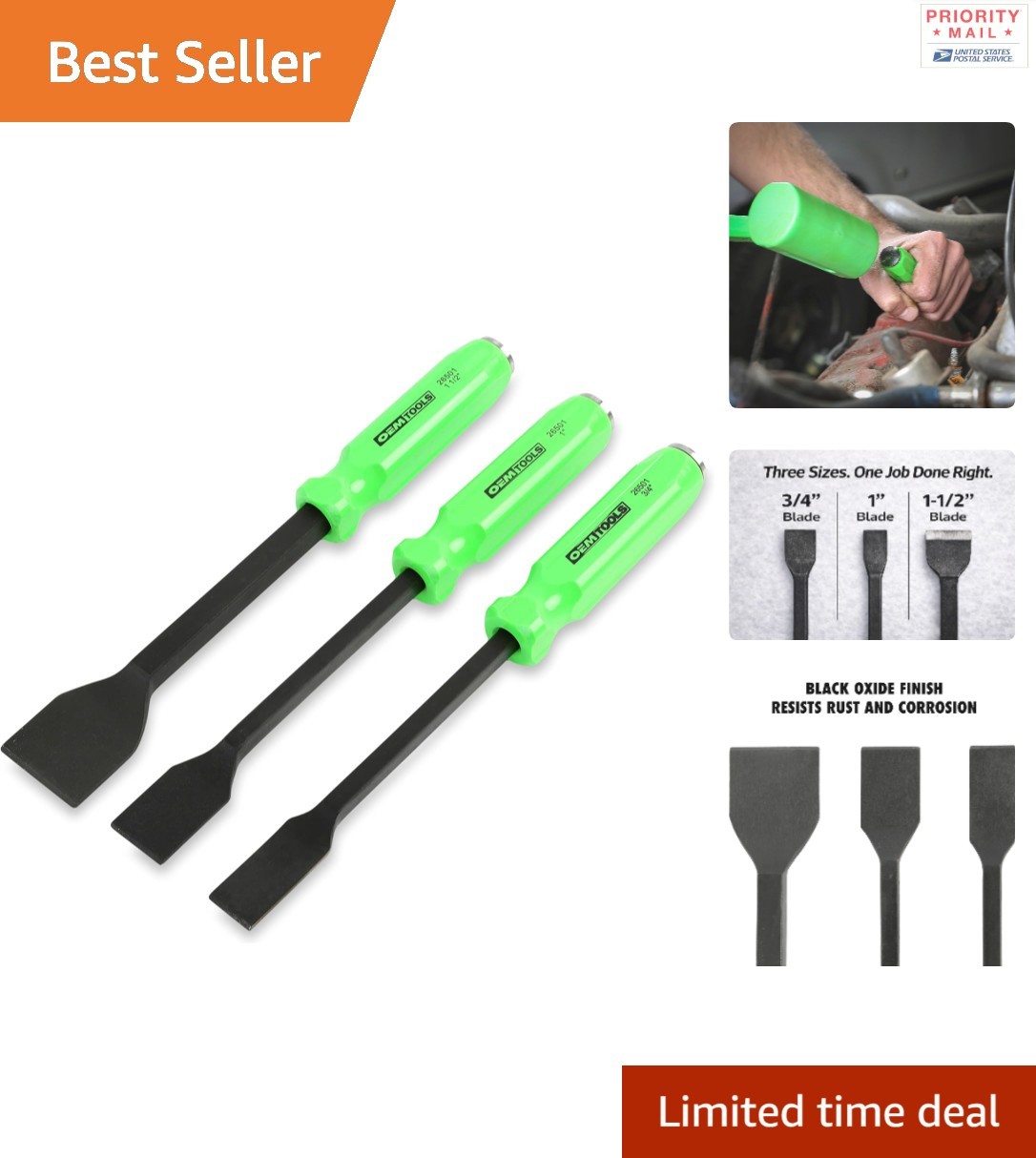 Versatile 3 Piece Gasket Scraper Set Heat Treated Steel for Mechanics Tools