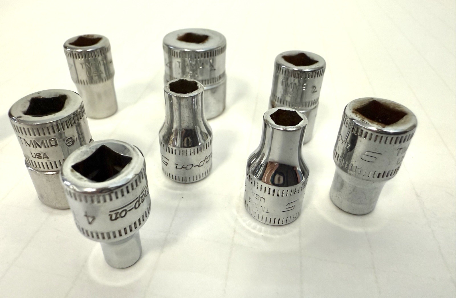 Snap-on 9 pc Shallow Socket set (2) TMM4 TMM5 TMM55 TMM6 TMM7 TMM9 TMM10 TMM14