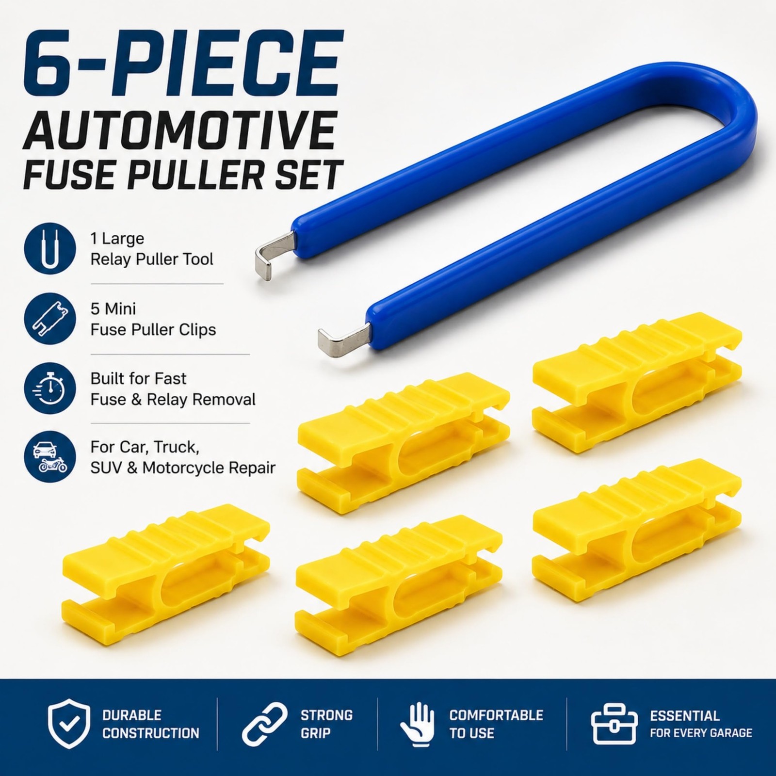 Fuse Puller Tool Set 6 Piece Stainless Steel Automotive Relay Removal Pliers Car