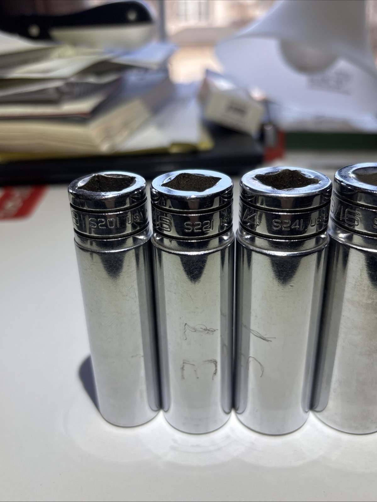 Snap On Tools 1/2″ DEEP SAE 5/8”»- 15/16″ Socket Set Lot 12-PT 🇺🇸