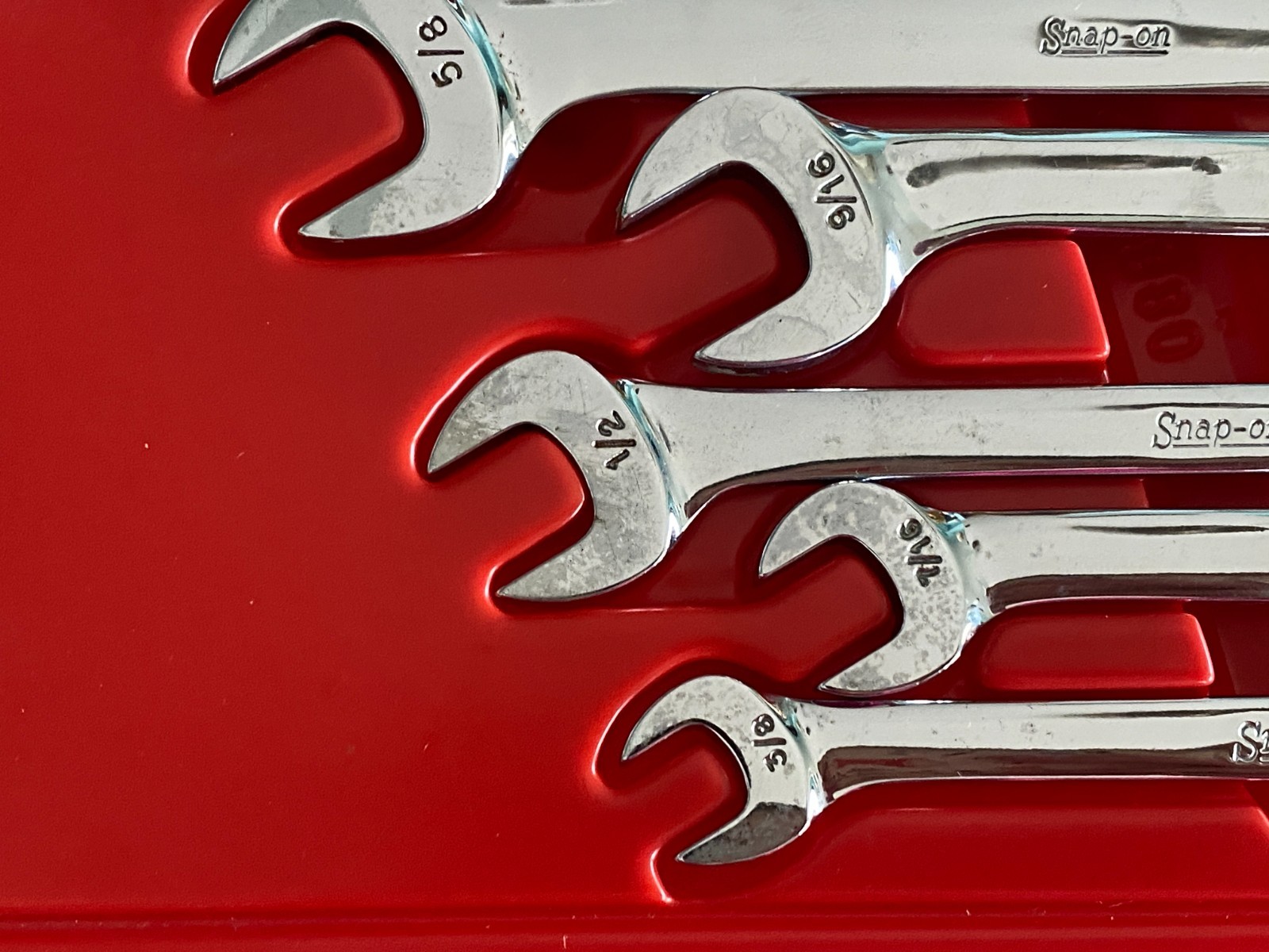 Snap-On Tools USA 7 Pc SAE 4 Way Angle Wrench Set V512-V524 Used
