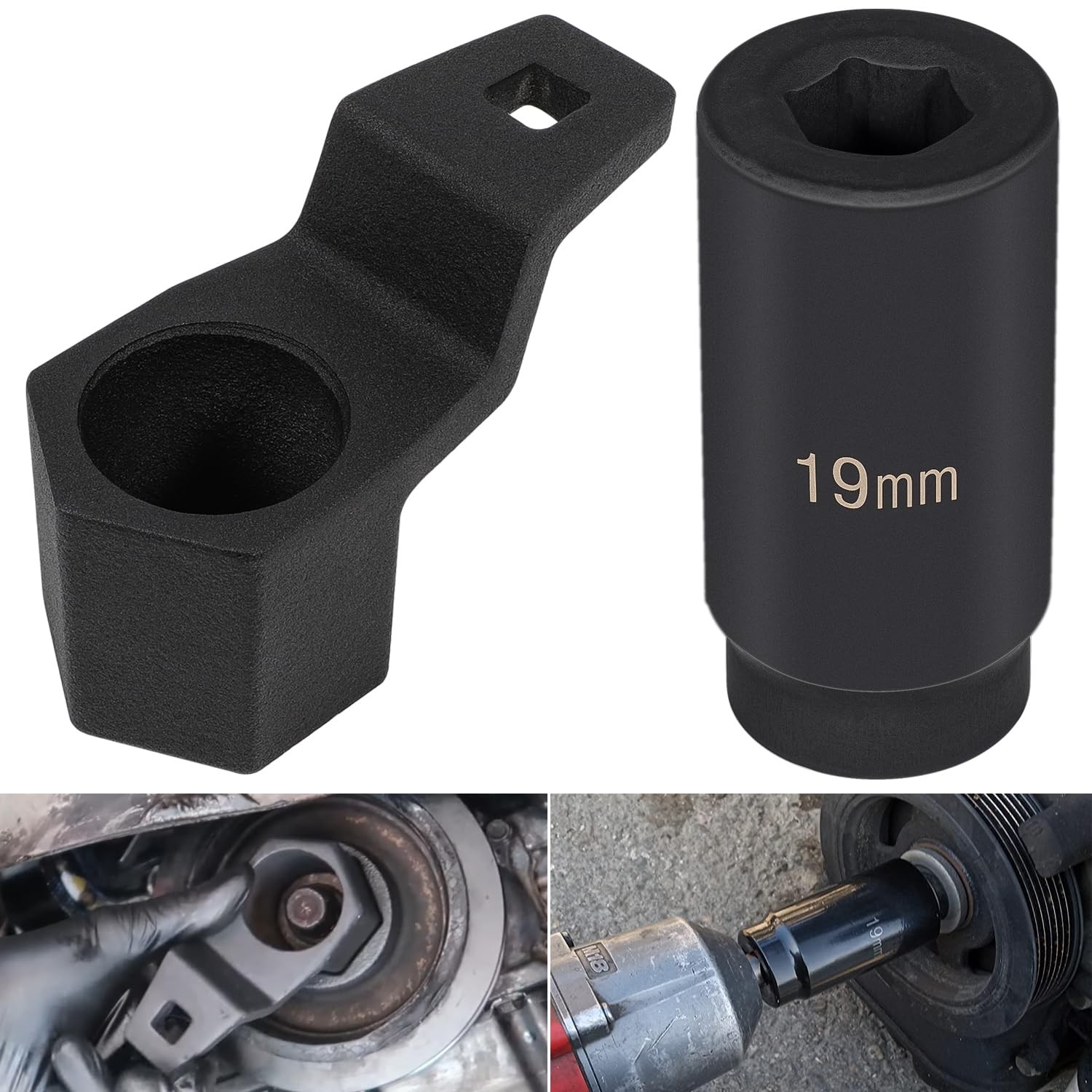 19mm Harmonic Balancer Socket & 50mm Crank Pulley Wrench Tool for Honda Acura