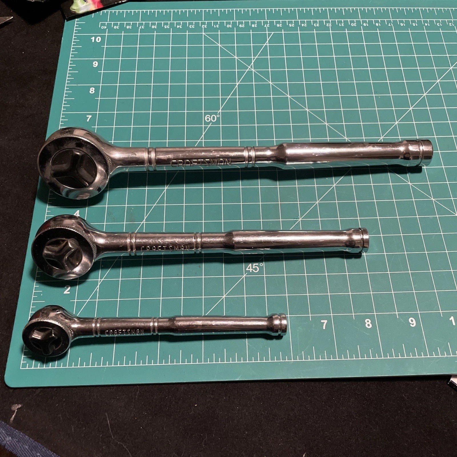 Vintage 3 Craftsman set Thumb Wheel Ratchet 1/2” 3/8”and 1/4” Drive.