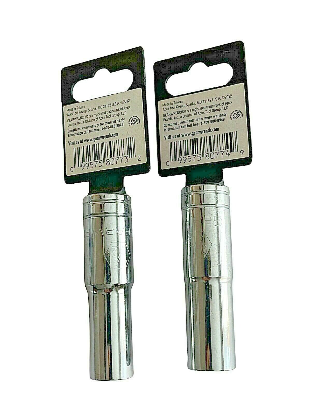 GearWrench 1/2″ Drive 12 Point SAE Deep Sockets 1/2″ 9/16″ Lot of 2 – NEW