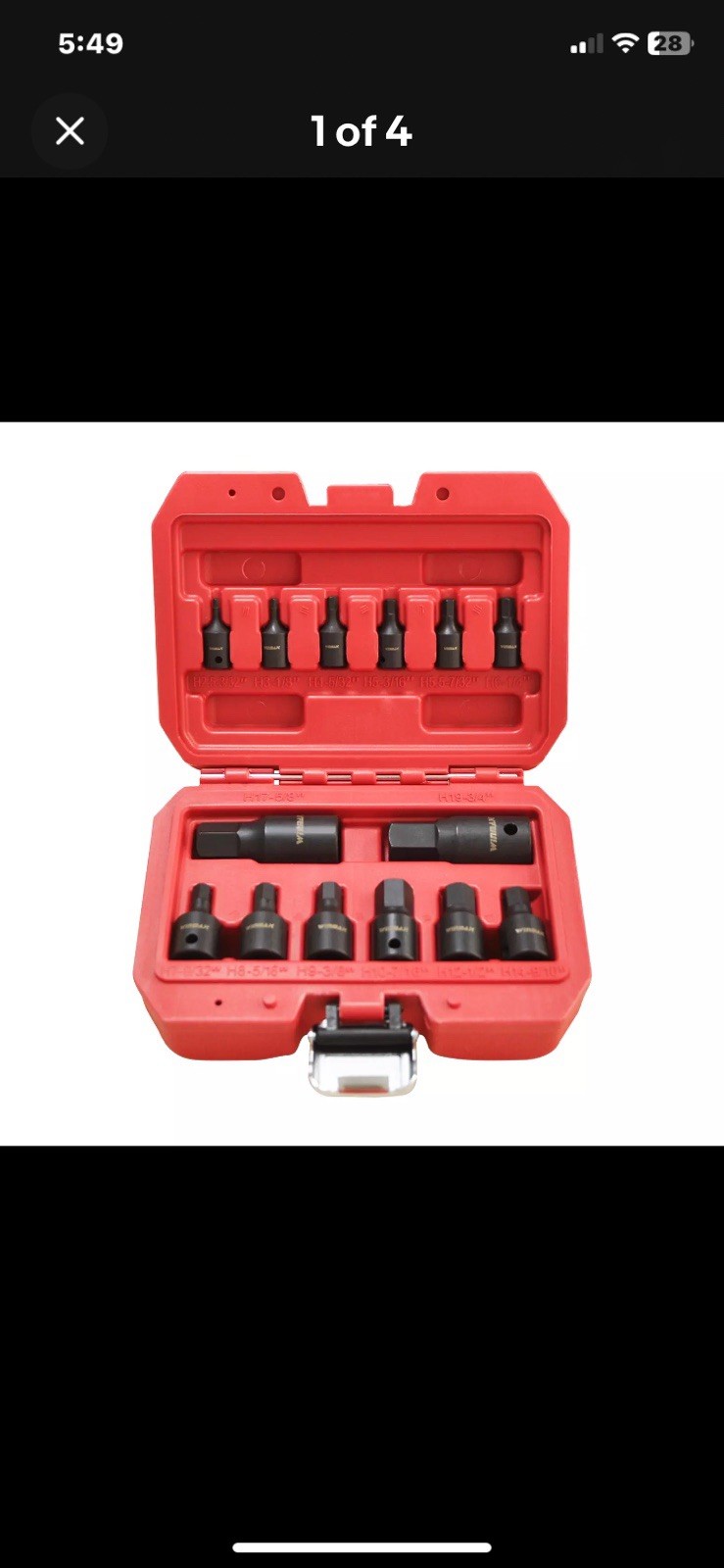 14Pcs 1/4,3/8 And 1/2 Inch Driver Metric Allen Bit Impact Socket Set Cr-Mo Steel