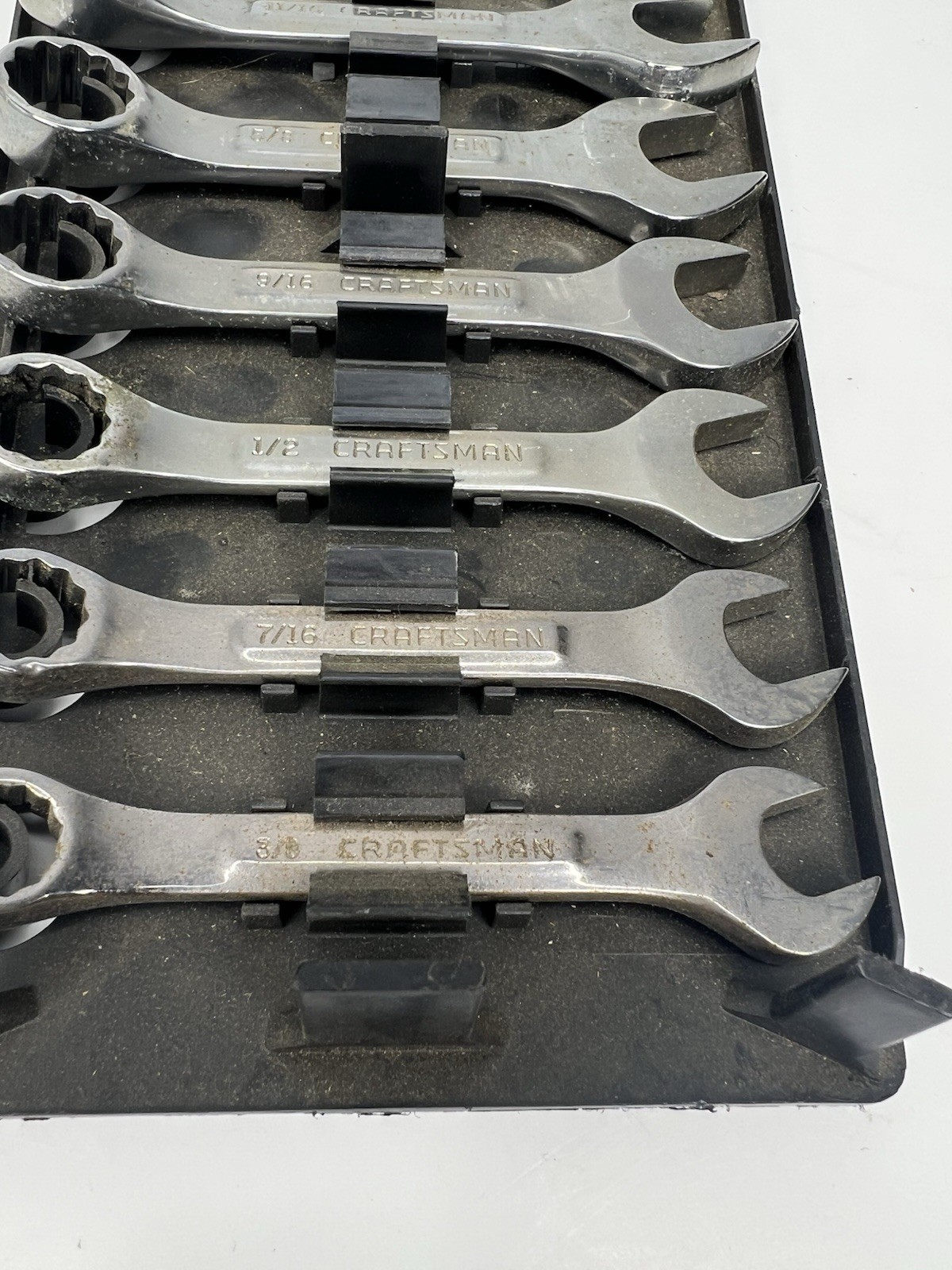 Craftsman 9 44101 7 Pc Short Combination Wrench Set 3/8-3/4 SAE Stubby USA