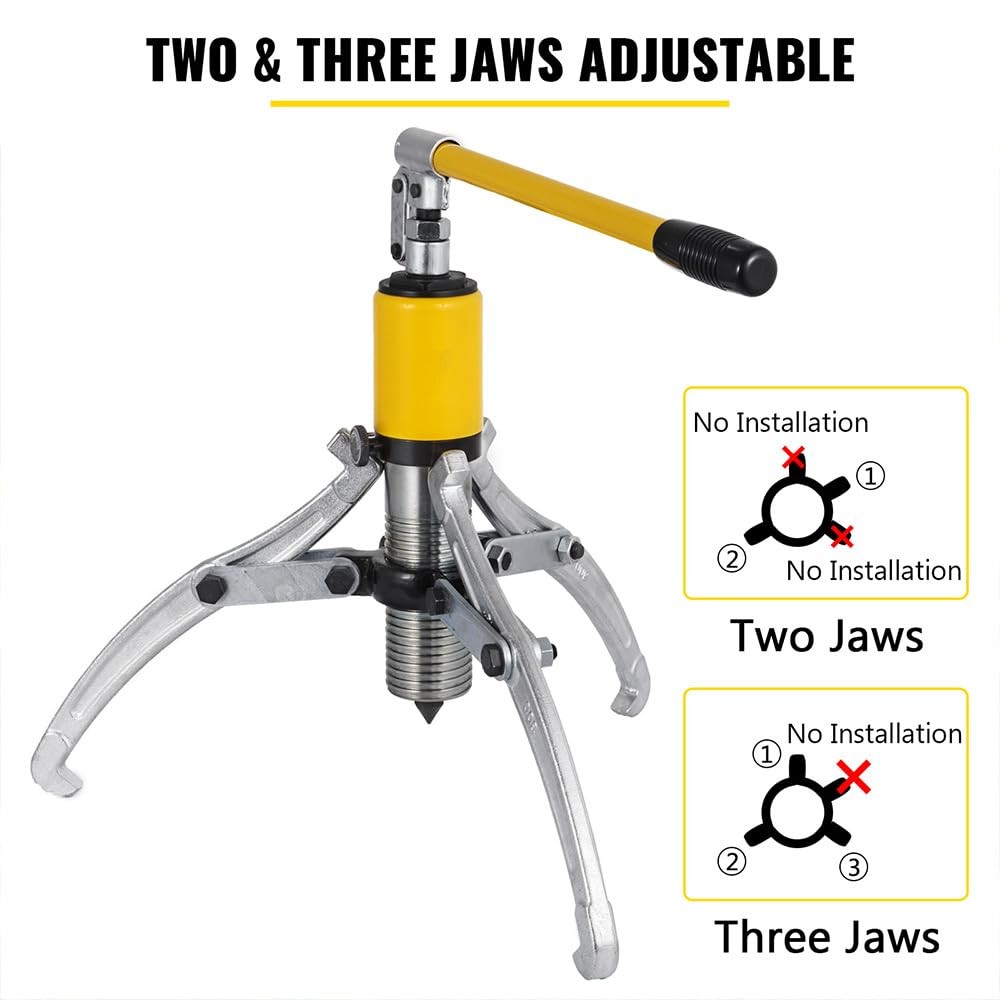 VEVOR Hydraulic Gear Puller, 15 Ton Max. Capacity 1 Piece, Yellow