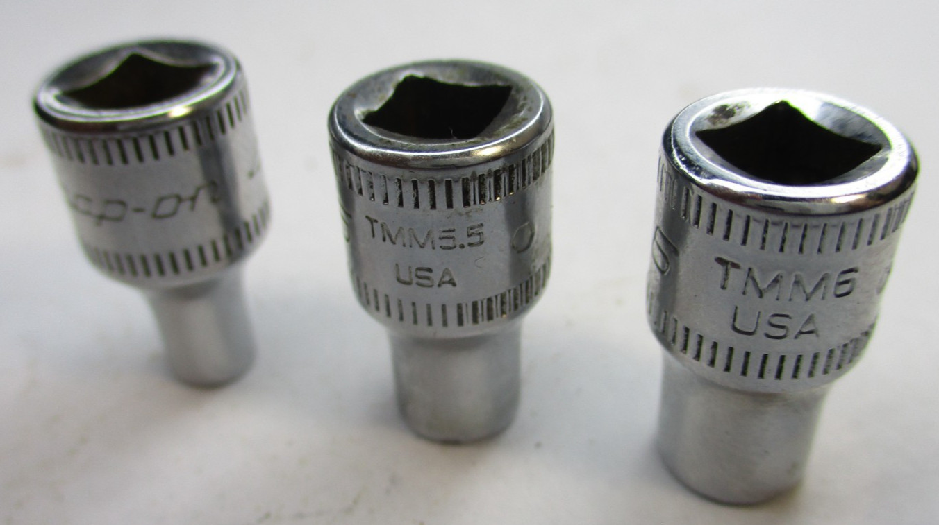 Snap on 3pc 1/4″ Dr 6pt Metric TMM4 4mm TMM5.5 5.5mm TMM6 6mm Shallow Sockets US