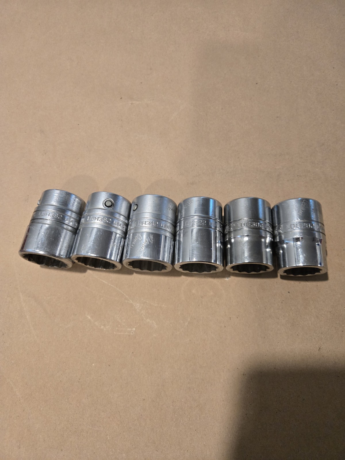 Snap On 3/4″ Drive 7/8″-1-3/16″ 12PT SAE Shallow Chrome Sockets USA Lot Of 6