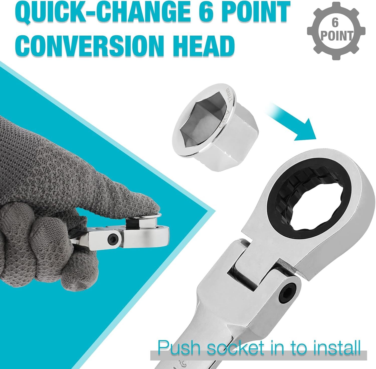 DURATECH 12-in-1 Flex-Head Ratcheting Wrench Set & 24-in-1 Mirror Finish