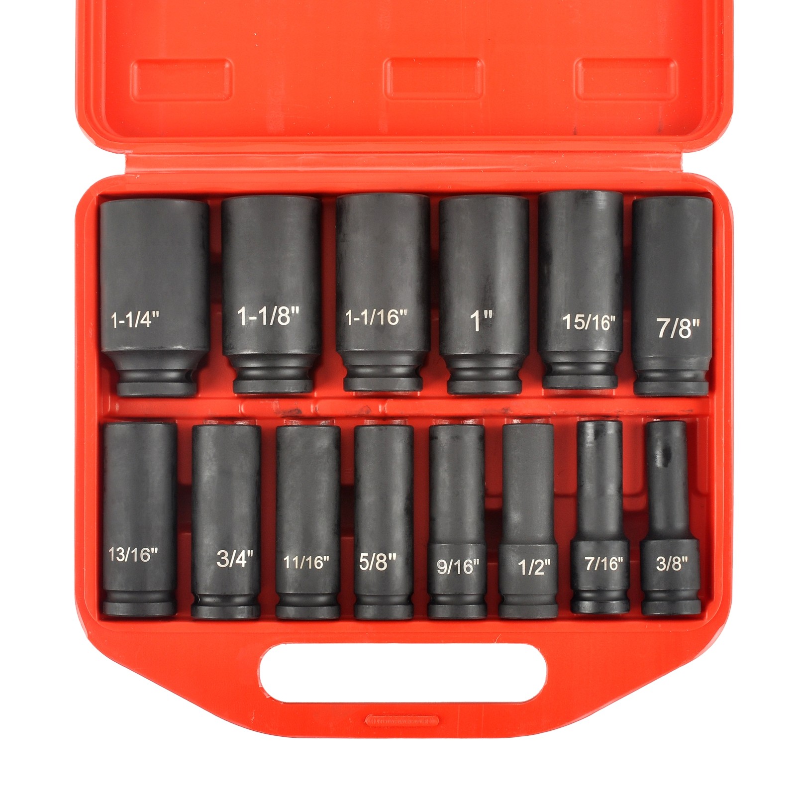 14PCS 1/2″ Drive Deep Shallow Impact Socket Set 6 Point, CR-V, 3/8″ to 1-1/4″
