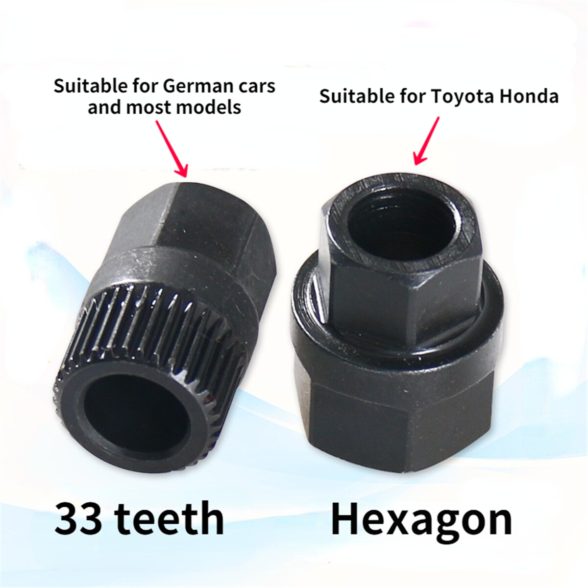 2PCS Pulley Removal Tool 33 Spline Hexagon Alternator Clutch Free Wheel For Car