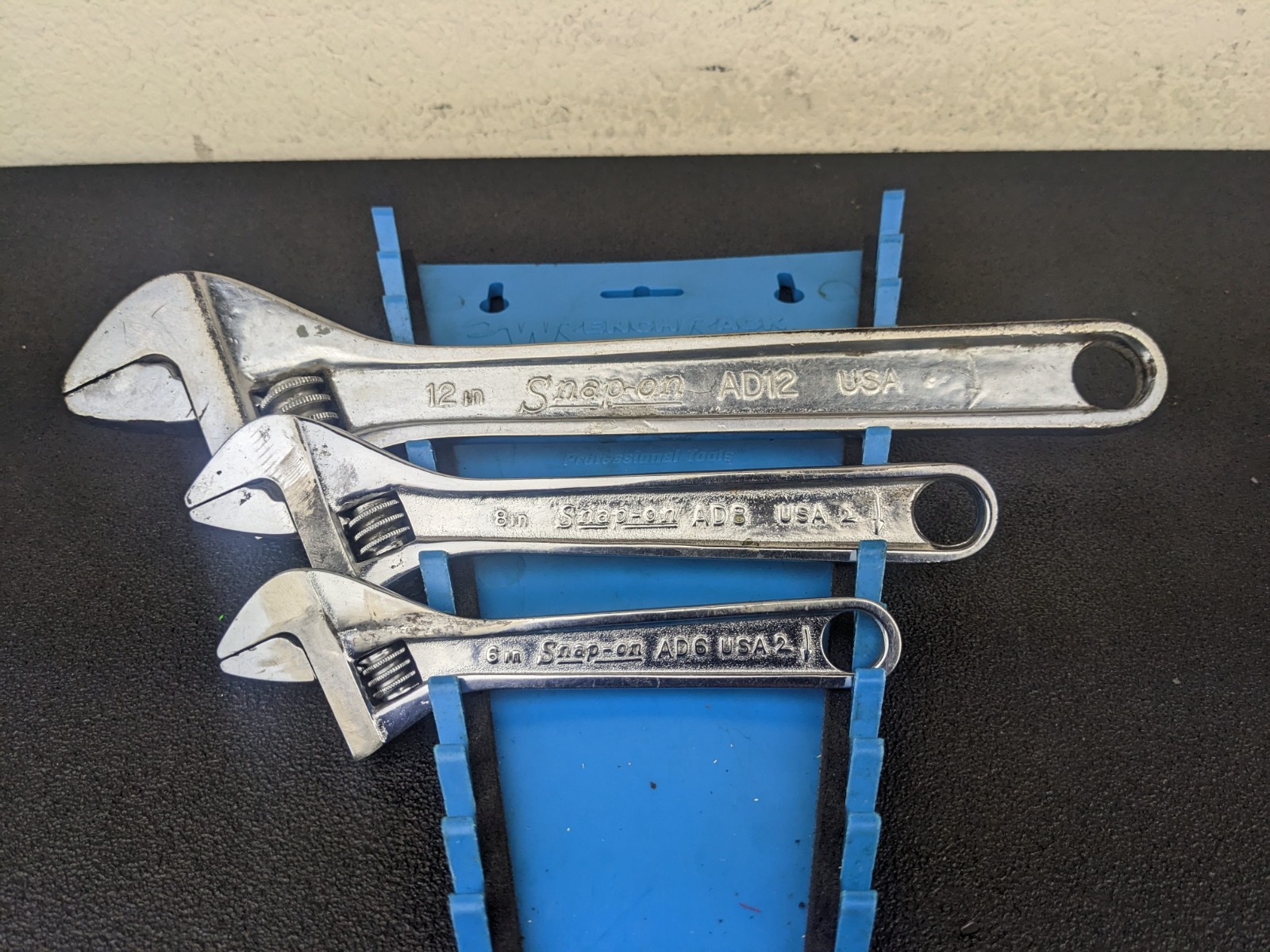 #bg039 Snap-on 3pc Vintage Adjustable Wrench Set AD6 AD8 AD12 USA