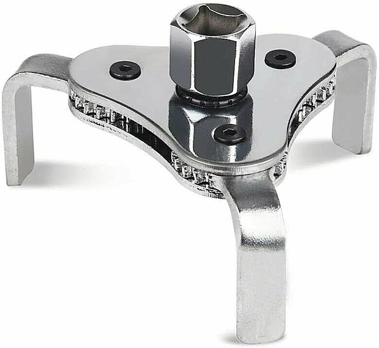 Oil Filter Wrench Auto Adjustable Universal 3 Jaw Remover 1/2 & 3/8 Drive Chrome