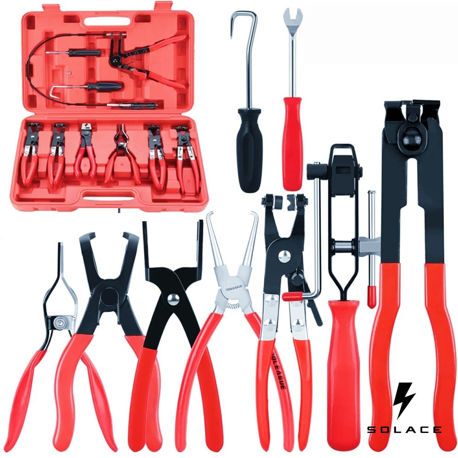 Hose Clamp Pliers Set Long Reach Fuel Oil Water Pipe Clip Removal Repair Tools