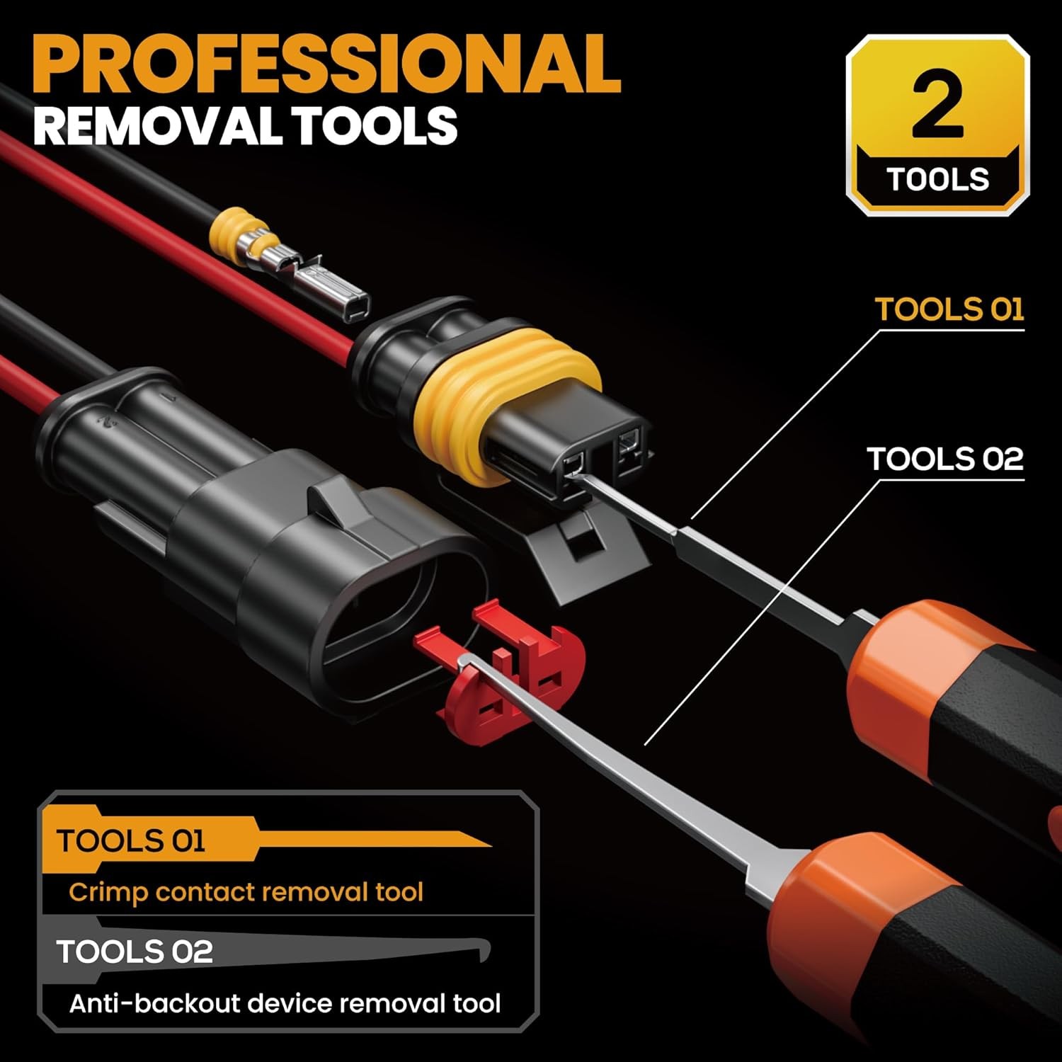 Crimping Tool Kit, Waterproof Automotive Electrical Black, Orange