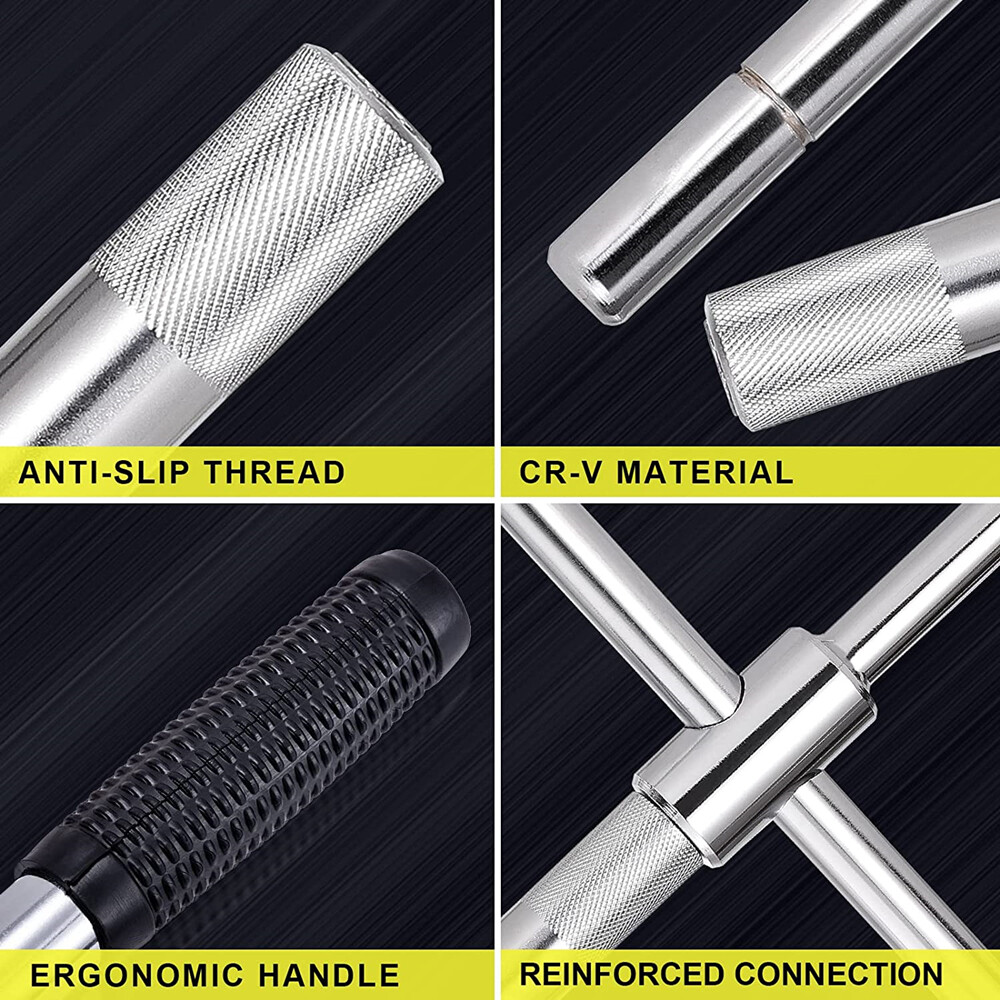 23″ Universal Extended Lug Wrench, 4 Way Tire Iron Nut Wrench Set W/Socket