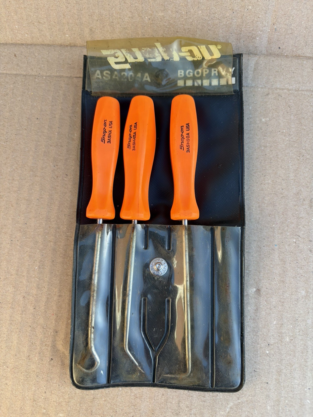 Snap On Hard Handled Orange Pick Set Rare In Wallet ASA204A