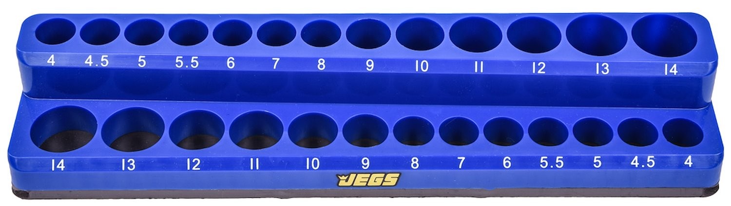 JEGS 85036 Magnetic Socket Tray 1/4 in. Metric Drive Blue