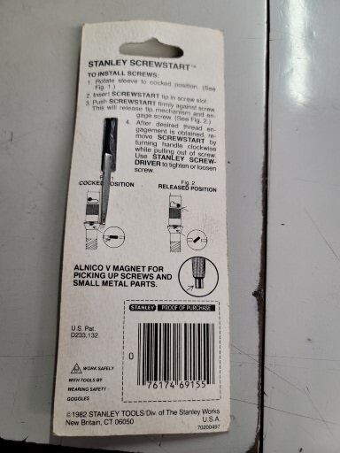 Vintage Stanley Screw Starter 6″ Magnetized Tool Made In USA 69-155 NEW IN PACK