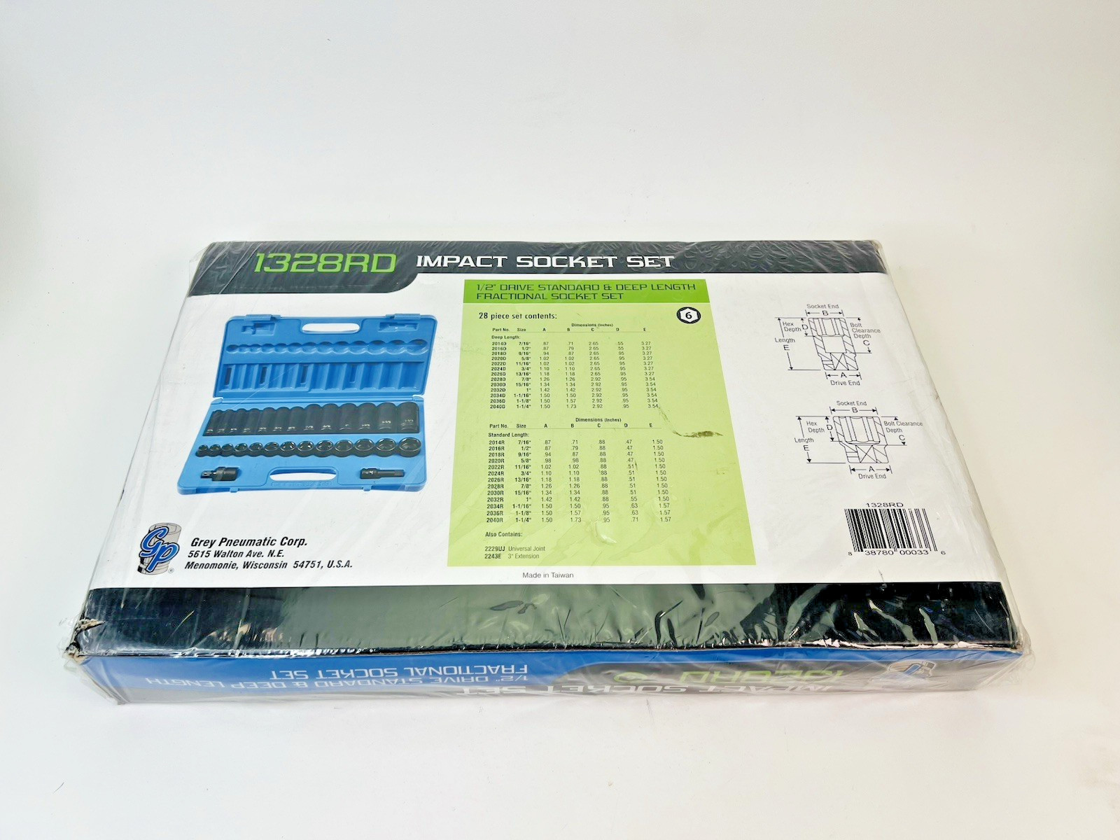 Grey Pneumatic 1328RD 1/2″ Drive Standard & Deep Length Impact Socket 28-Piece