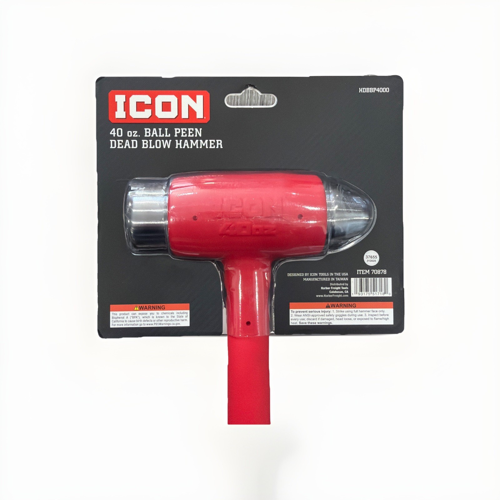 NEW 2 X ICON 40 oz. Ball Peen Steel Face Deadblow Hammer HDBBP4000