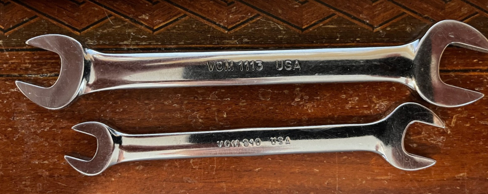 Vintage Snap-on Underline Metric Open End Wrench Set VOM 806 8mm-19mm 6 Pieces