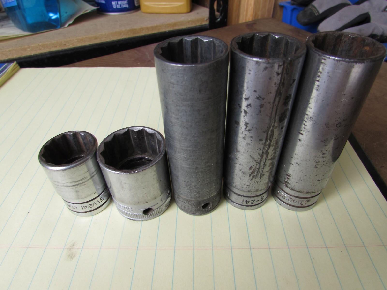 Snap-on Mixed Lot of 5 various 1/2″ Drive sockets deep/shallow SAE 12 point
