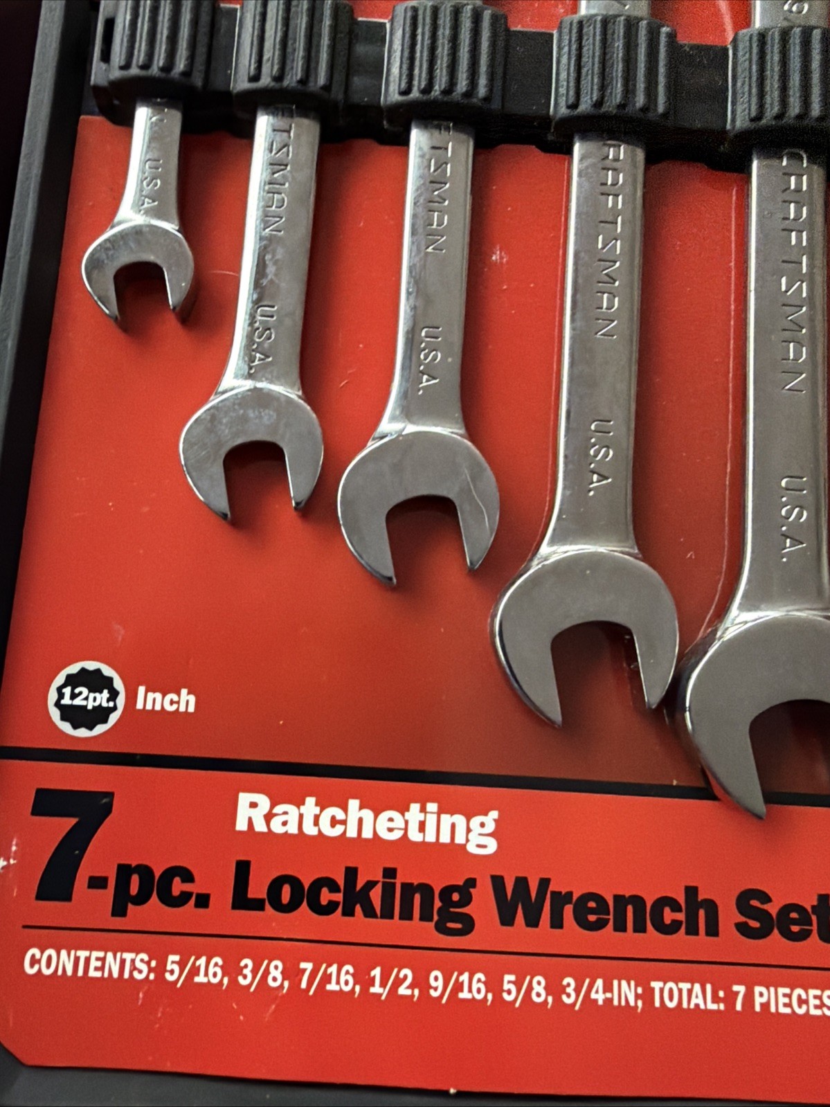 Rare Sears Craftsman USA Nos 7pc Locking Flex Ratcheting Wrench Set 42400
