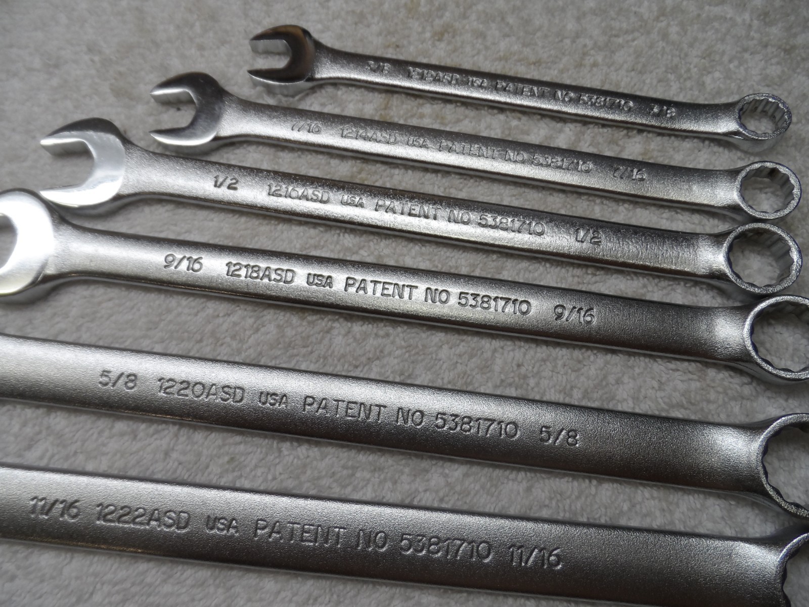 Proto Anti-Slip Design Standard SAE Combination Wrench Set USA 12pt – 7 pcs